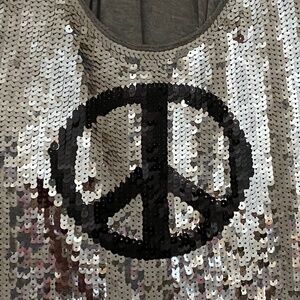 Sequin Peace Sign tank top
